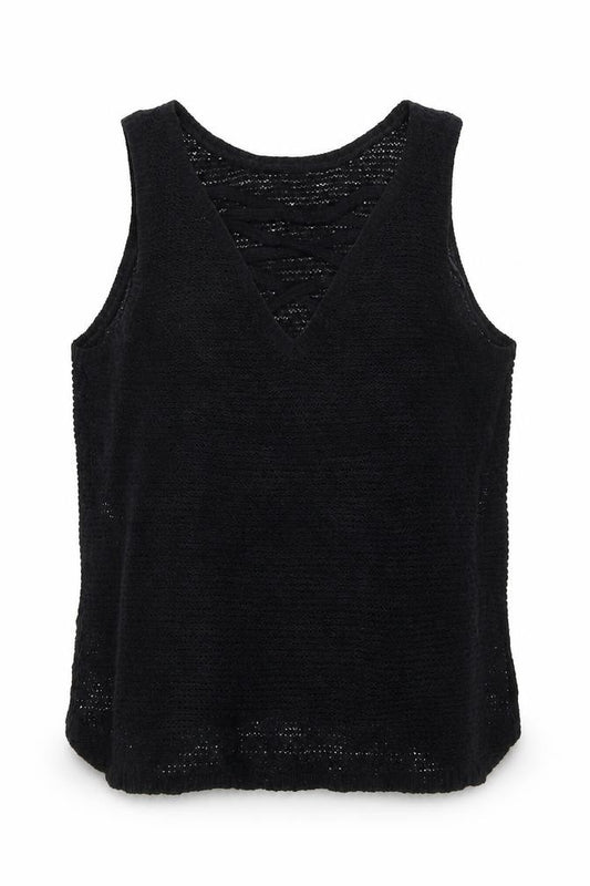 New Look Women's Black UK 14 Basic Knit V-Neck Sleeveless Tank Top