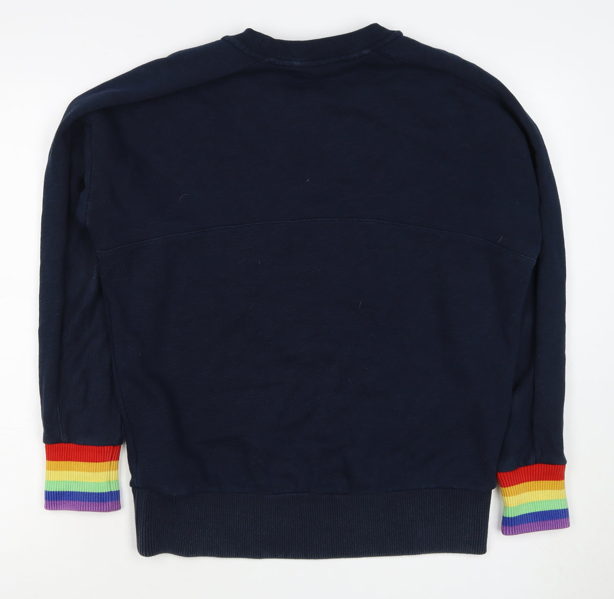 Sweaty Betty Women Blue XS Rainbow Cuff Crew Neck Pullover Sweatshirt