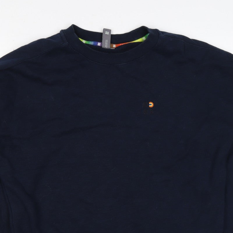 Sweaty Betty Women Blue XS Rainbow Cuff Crew Neck Pullover Sweatshirt