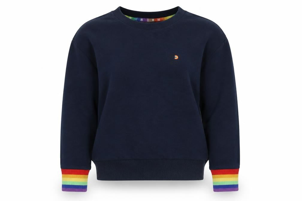 Sweaty Betty Women Blue XS Rainbow Cuff Crew Neck Pullover Sweatshirt