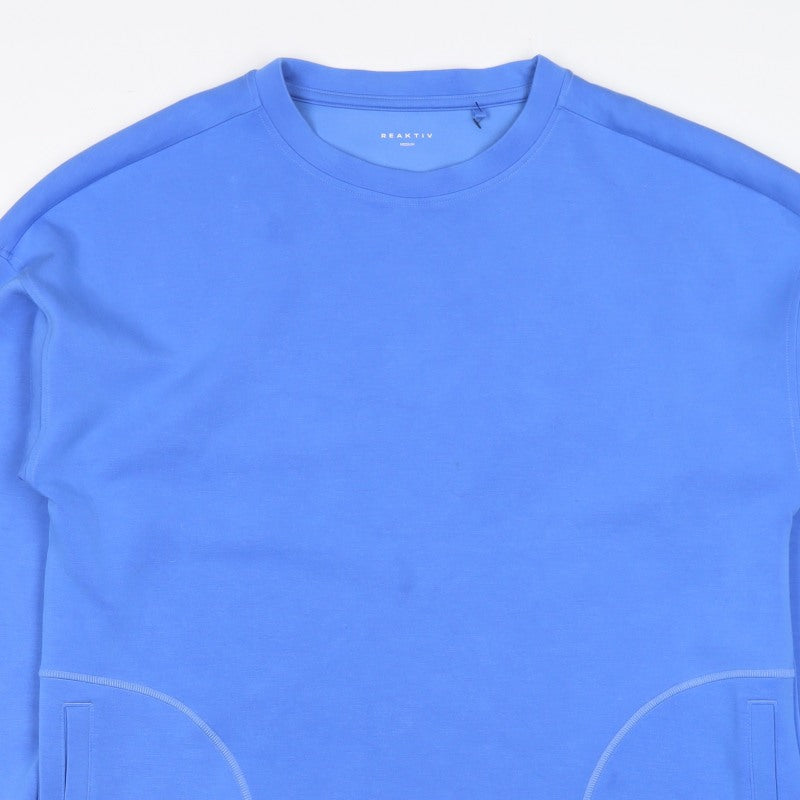 Reaktiv Men’s Blue M Crew Neck Pullover Sweatshirt with Pockets