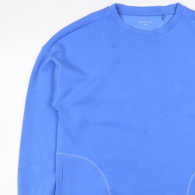 Reaktiv Men’s Blue M Crew Neck Pullover Sweatshirt with Pockets