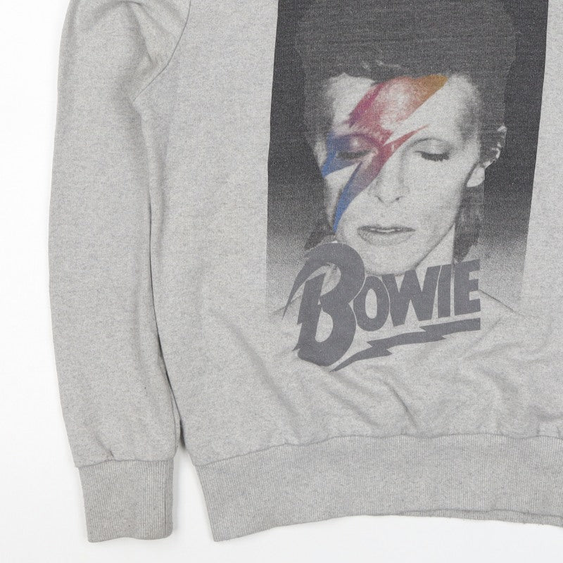 Hype Mens Grey M David Bowie Graphic Print Crew Neck Sweatshirt