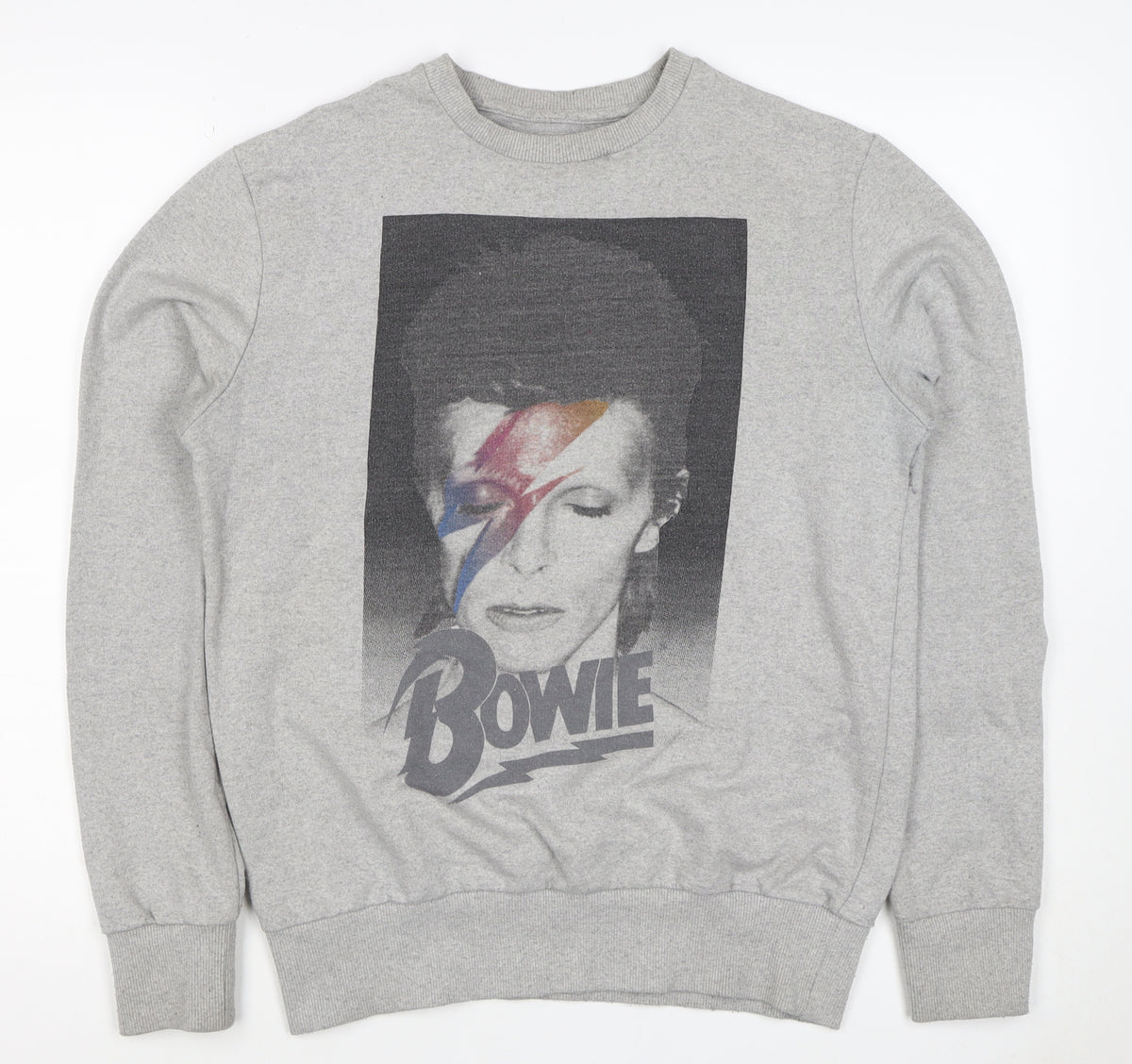 Hype Mens Grey M David Bowie Graphic Print Crew Neck Sweatshirt