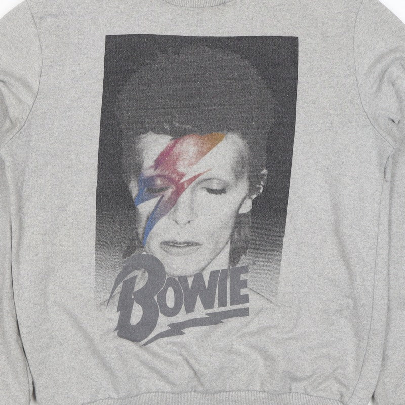 Hype Mens Grey M David Bowie Graphic Print Crew Neck Sweatshirt