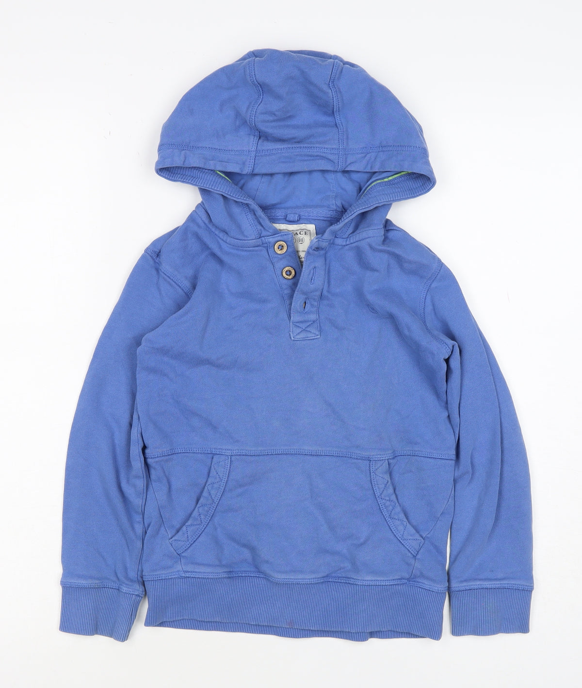 Fat Face Boys Blue 6-7 Years Pullover Henley Hooded Sweatshirt