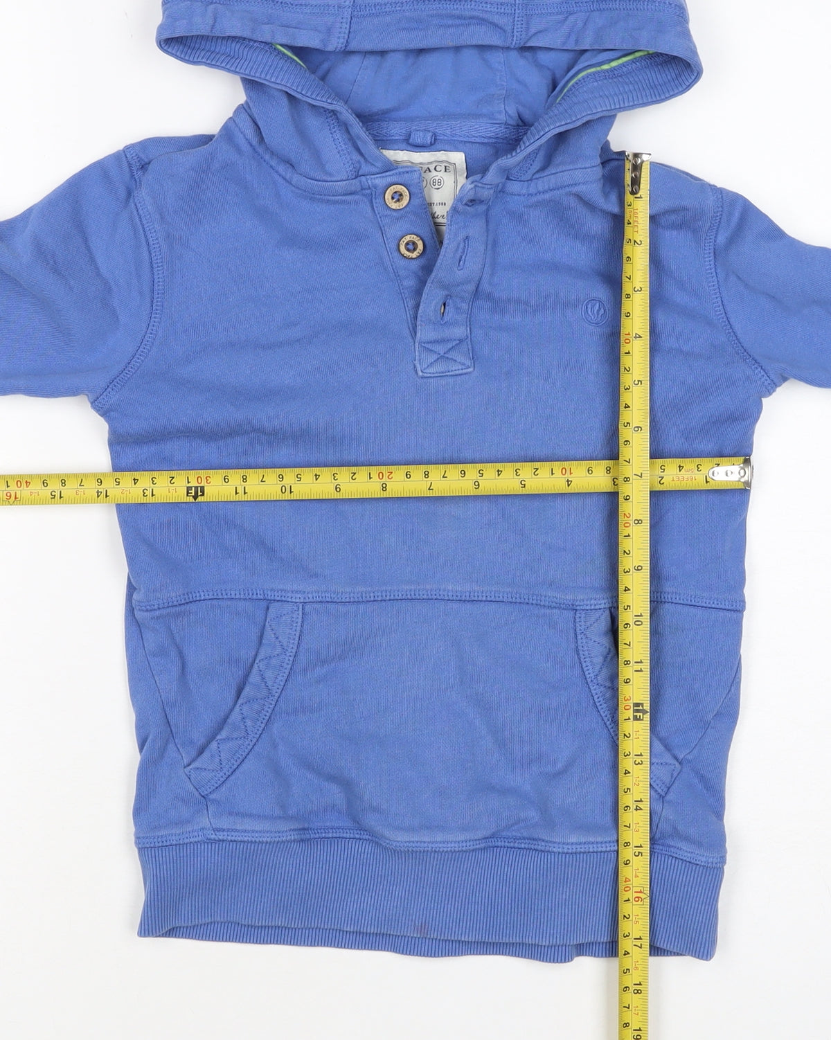 Fat Face Boys Blue 6-7 Years Pullover Henley Hooded Sweatshirt