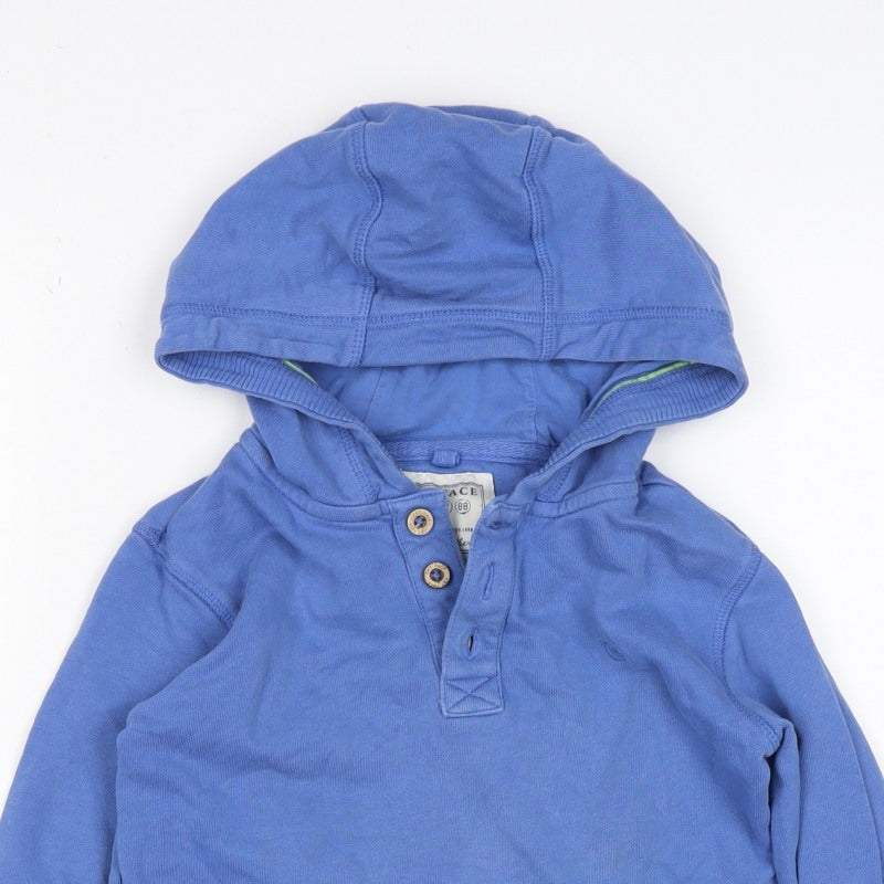 Fat Face Boys Blue 6-7 Years Pullover Henley Hooded Sweatshirt