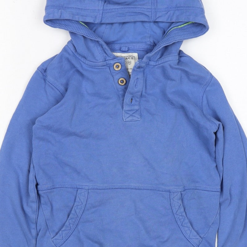 Fat Face Boys Blue 6-7 Years Pullover Henley Hooded Sweatshirt