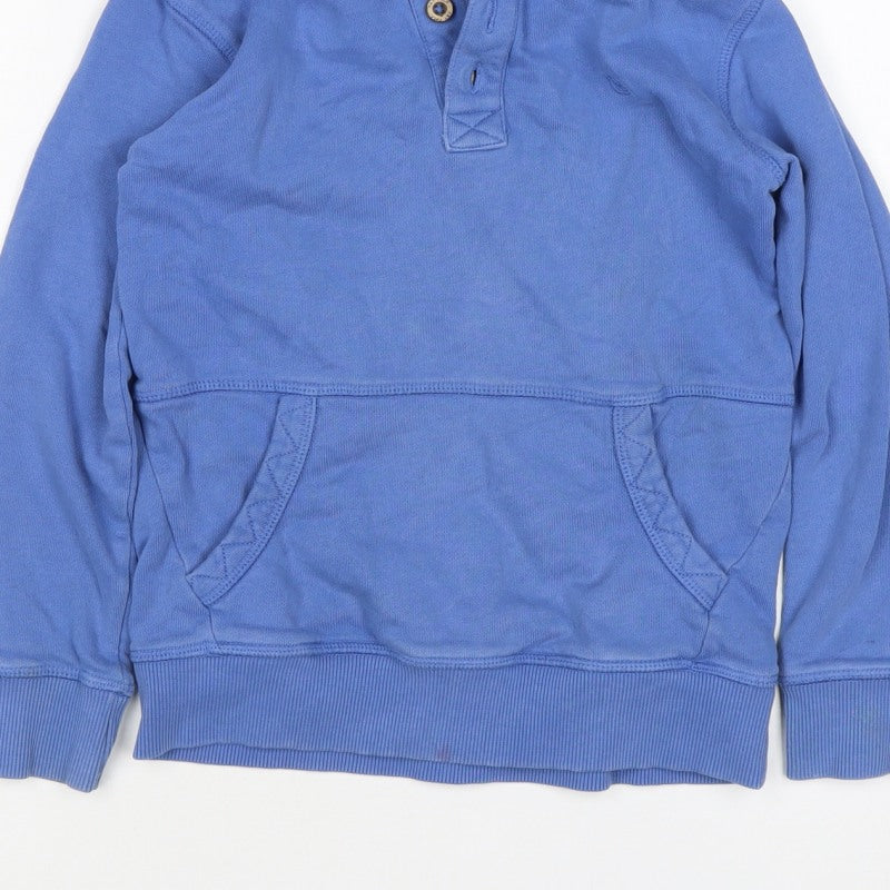 Fat Face Boys Blue 6-7 Years Pullover Henley Hooded Sweatshirt