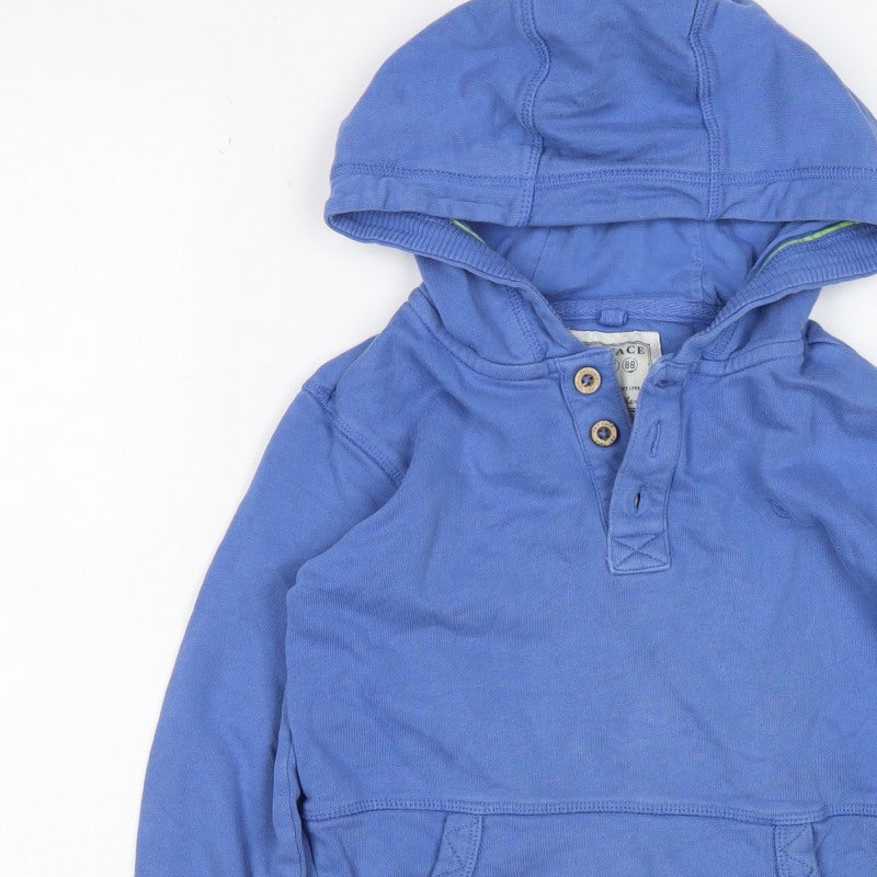 Fat Face Boys Blue 6-7 Years Pullover Henley Hooded Sweatshirt