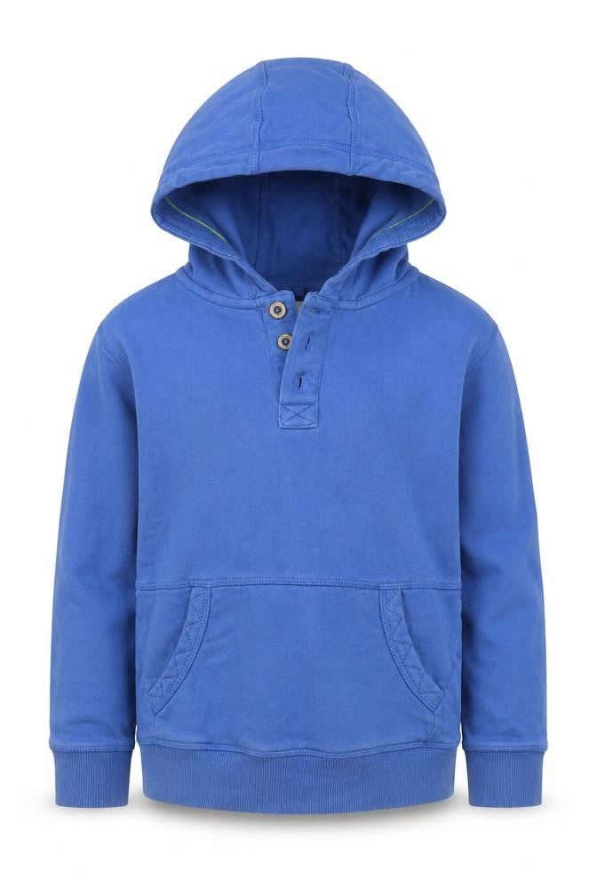 Fat Face Boys Blue 6-7 Years Pullover Henley Hooded Sweatshirt