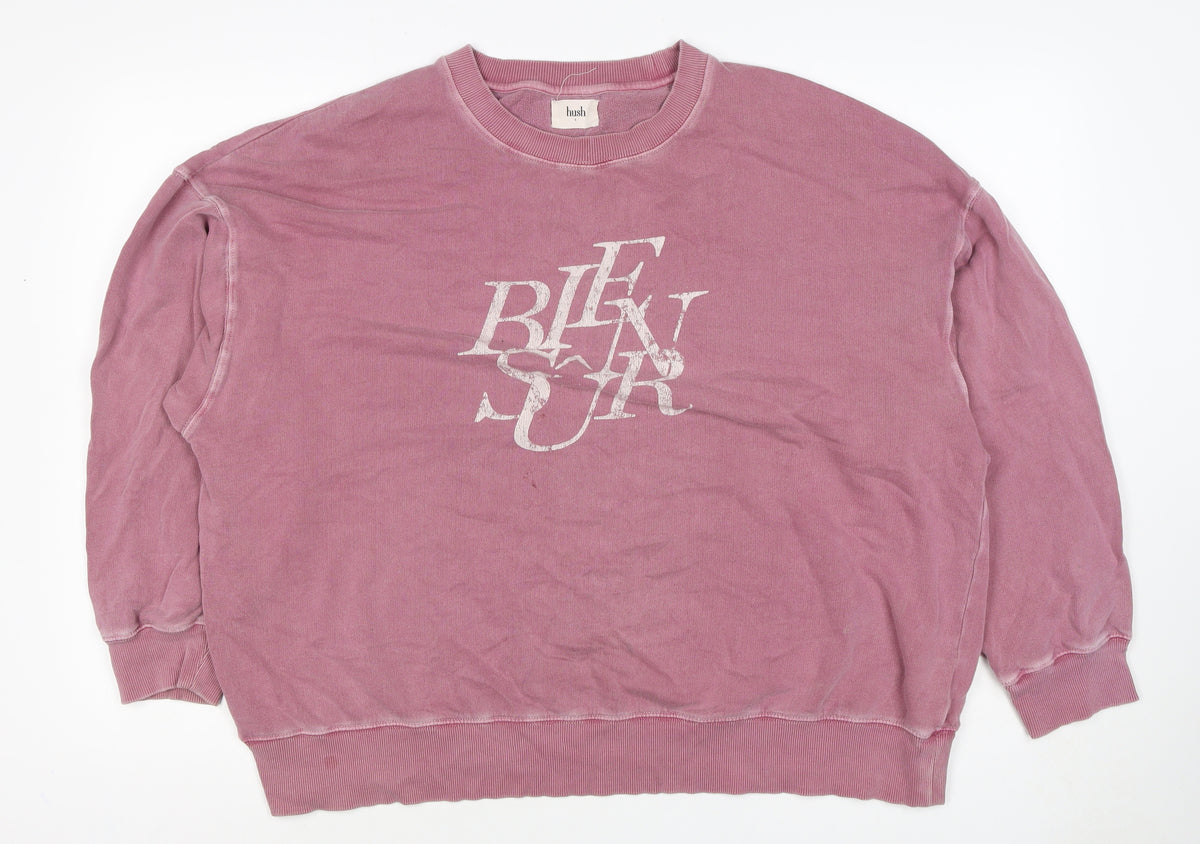 Hush Women’s Pink L Bikini State Graphic Pullover Sweatshirt Balloon Sleeve