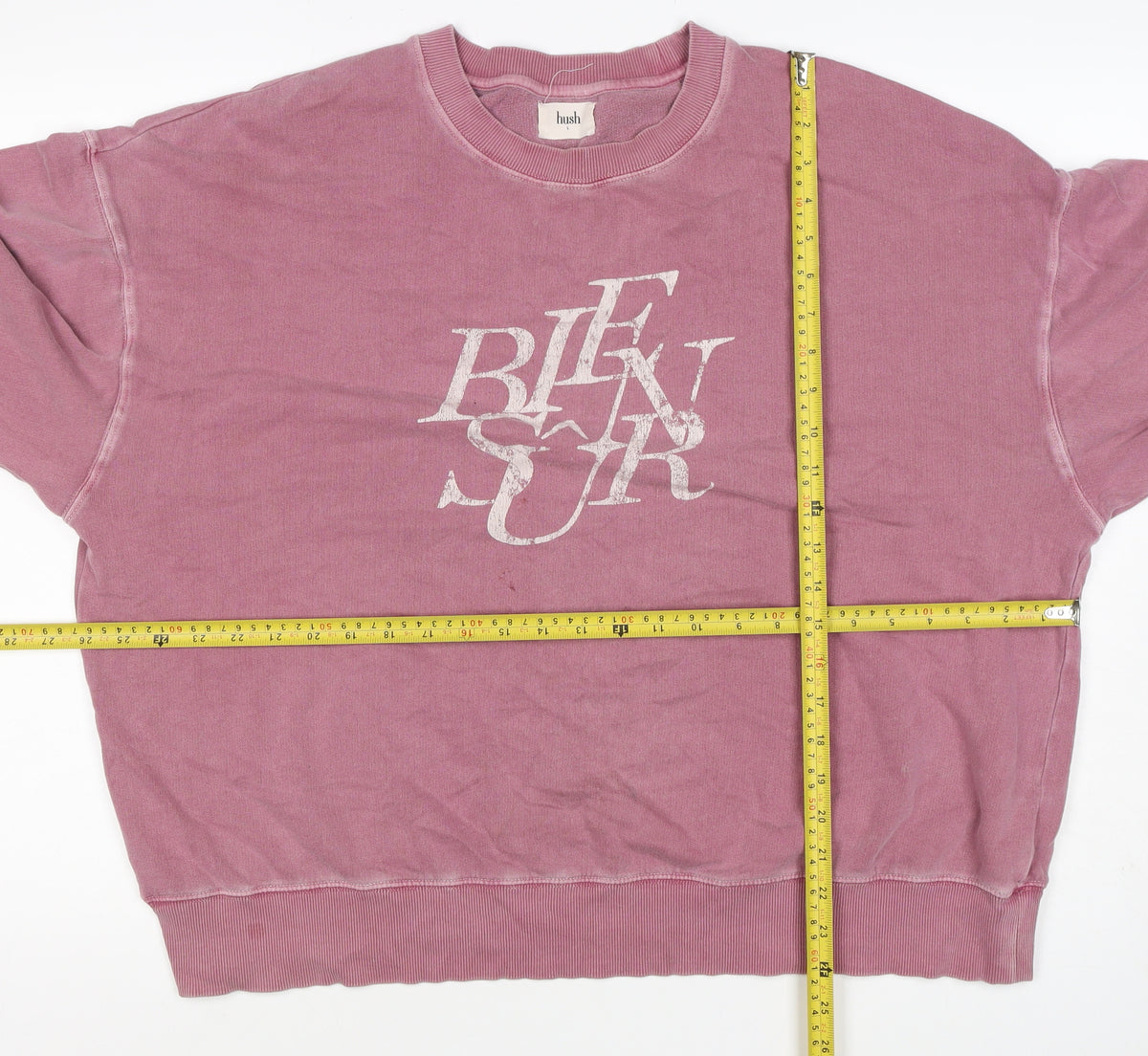 Hush Women’s Pink L Bikini State Graphic Pullover Sweatshirt Balloon Sleeve