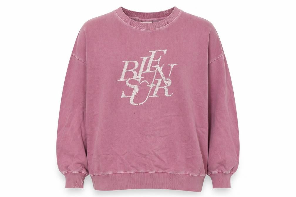 Hush Women’s Pink L Bikini State Graphic Pullover Sweatshirt Balloon Sleeve