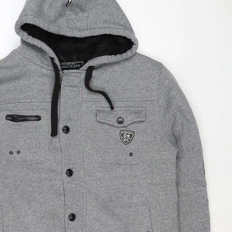 Rawcraft Men’s Grey 2XL Hooded Fleece Lined Button Zip Jacket
