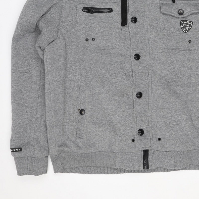 Rawcraft Men’s Grey 2XL Hooded Fleece Lined Button Zip Jacket