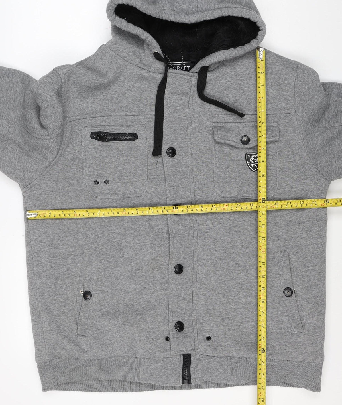 Rawcraft Men’s Grey 2XL Hooded Fleece Lined Button Zip Jacket