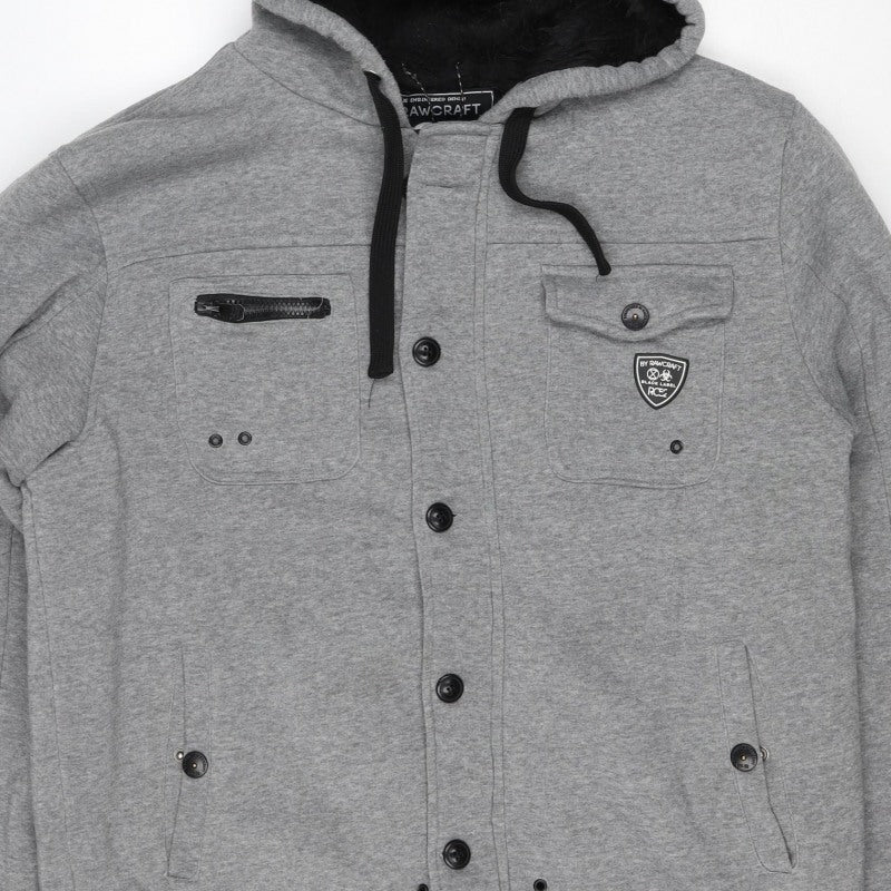Rawcraft Men’s Grey 2XL Hooded Fleece Lined Button Zip Jacket