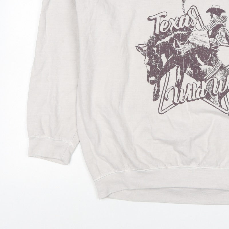 boohooMAN Men’s Beige L Texas Wild West Graphic Crew Sweatshirt