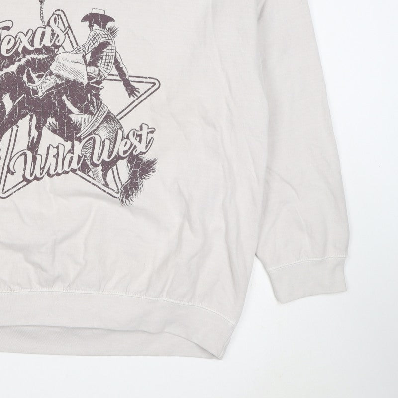 boohooMAN Men’s Beige L Texas Wild West Graphic Crew Sweatshirt