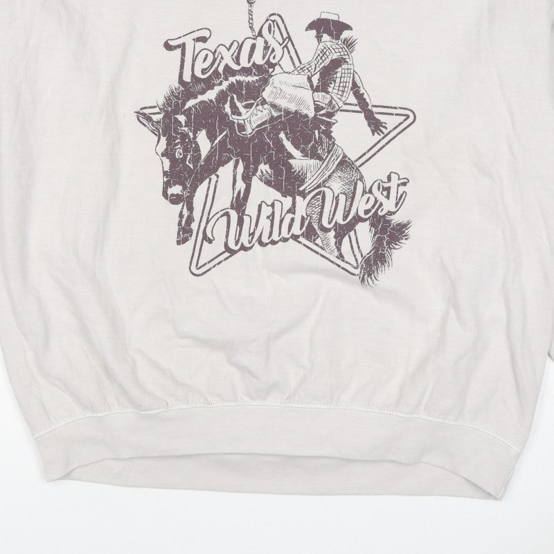 boohooMAN Men’s Beige L Texas Wild West Graphic Crew Sweatshirt