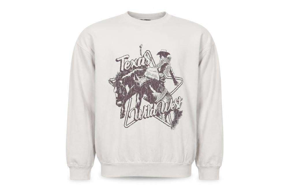boohooMAN Men’s Beige L Texas Wild West Graphic Crew Sweatshirt