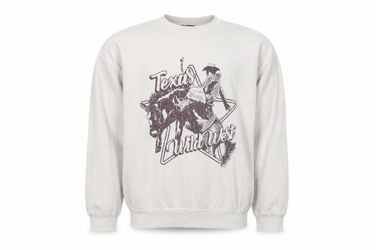 boohooMAN Men’s Beige L Texas Wild West Graphic Crew Sweatshirt