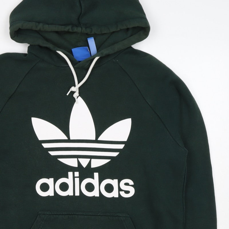 Adidas Men’s Green M Trefoil Logo Pullover Hoodie Kangaroo Pocket
