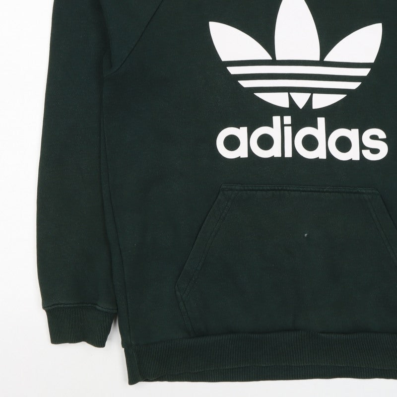 Adidas Men’s Green M Trefoil Logo Pullover Hoodie Kangaroo Pocket