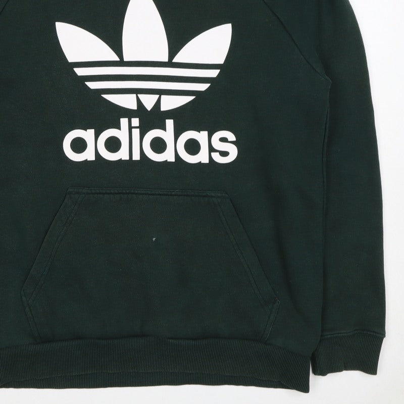 Adidas Men’s Green M Trefoil Logo Pullover Hoodie Kangaroo Pocket