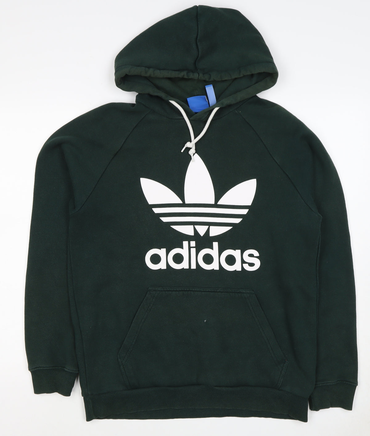 Adidas Men’s Green M Trefoil Logo Pullover Hoodie Kangaroo Pocket