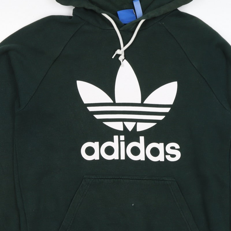 Adidas Men’s Green M Trefoil Logo Pullover Hoodie Kangaroo Pocket