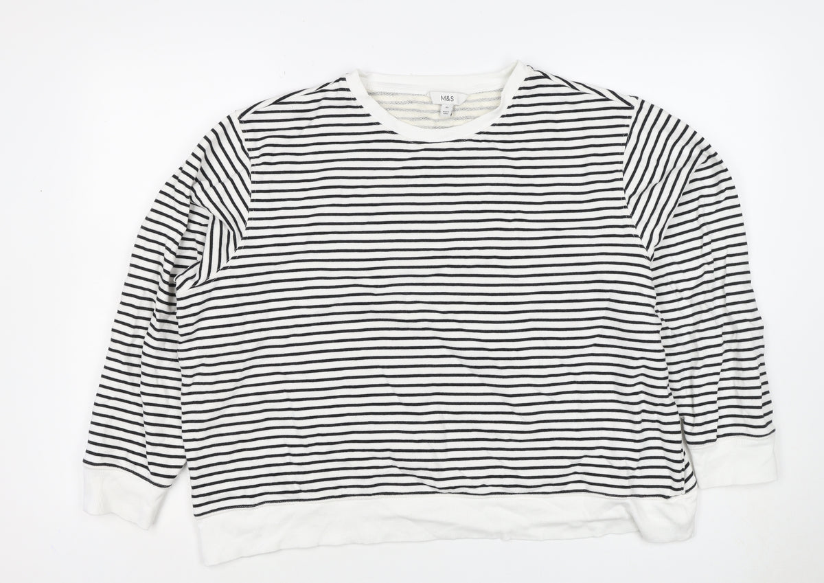Marks and Spencer Women’s Black White XL Striped Pullover Sweatshirt