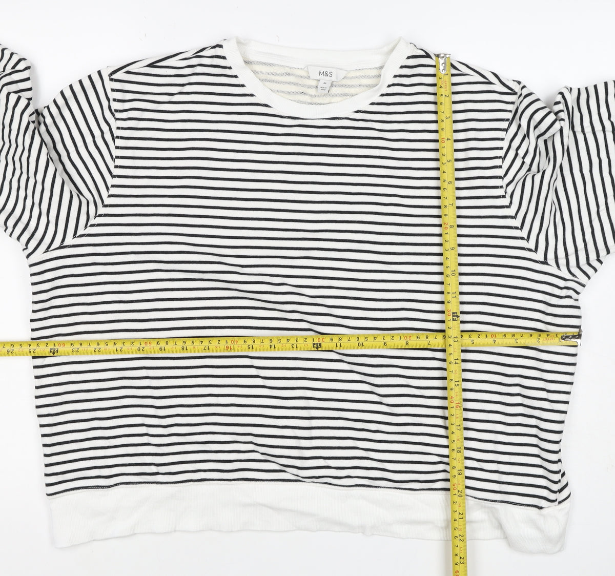 Marks and Spencer Women’s Black White XL Striped Pullover Sweatshirt
