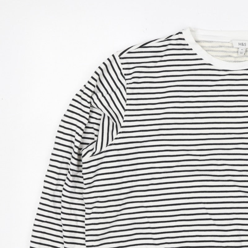 Marks and Spencer Women’s Black White XL Striped Pullover Sweatshirt