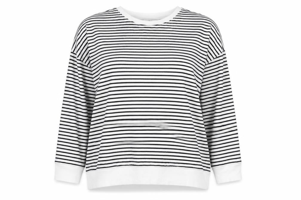 Marks and Spencer Women’s Black White XL Striped Pullover Sweatshirt