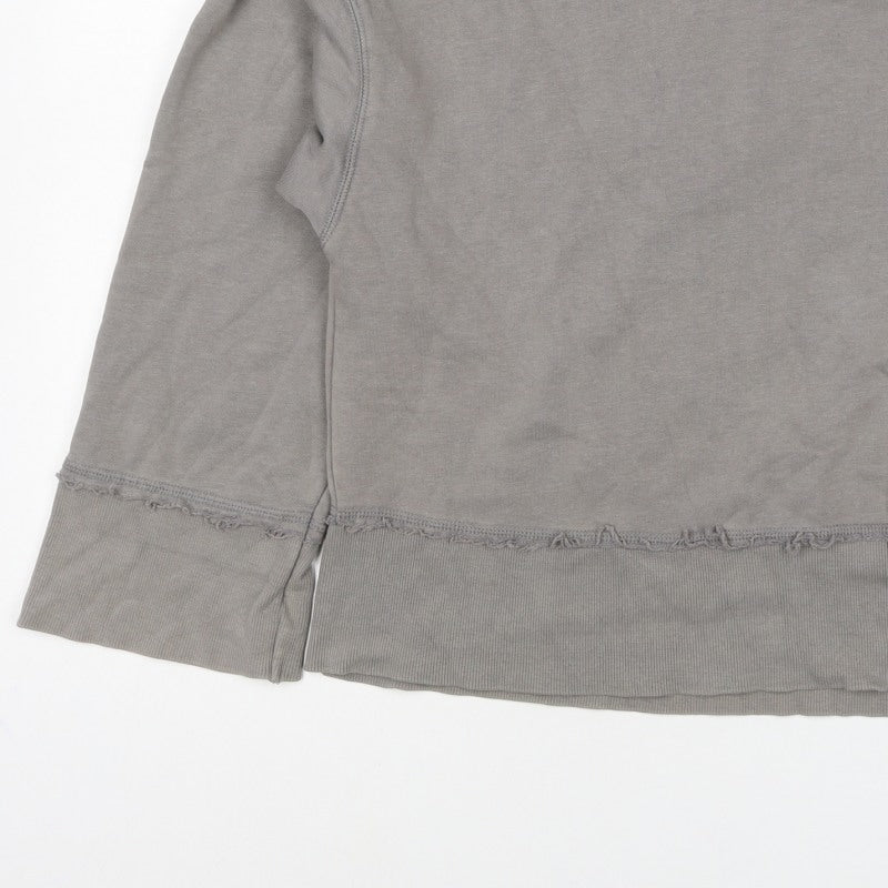 COS Women Grey M Distressed Raw Hem Crew Neck Cotton Sweatshirt