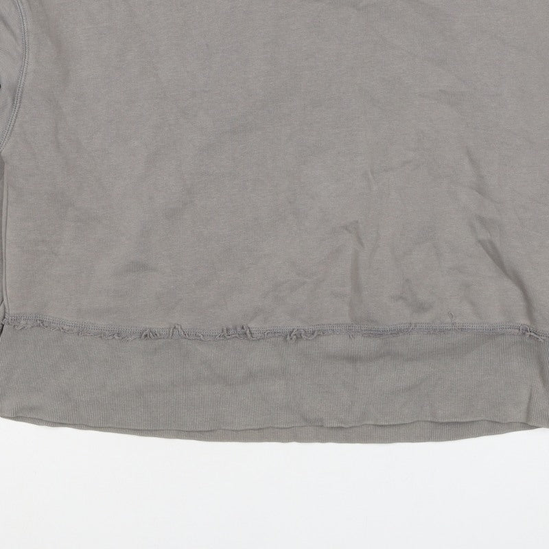COS Women Grey M Distressed Raw Hem Crew Neck Cotton Sweatshirt