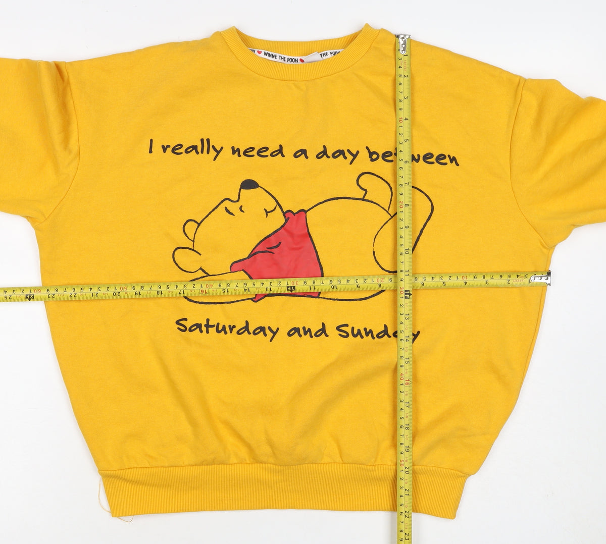 Disney Women Yellow S Winnie the Pooh Graphic Pullover Sweatshirt