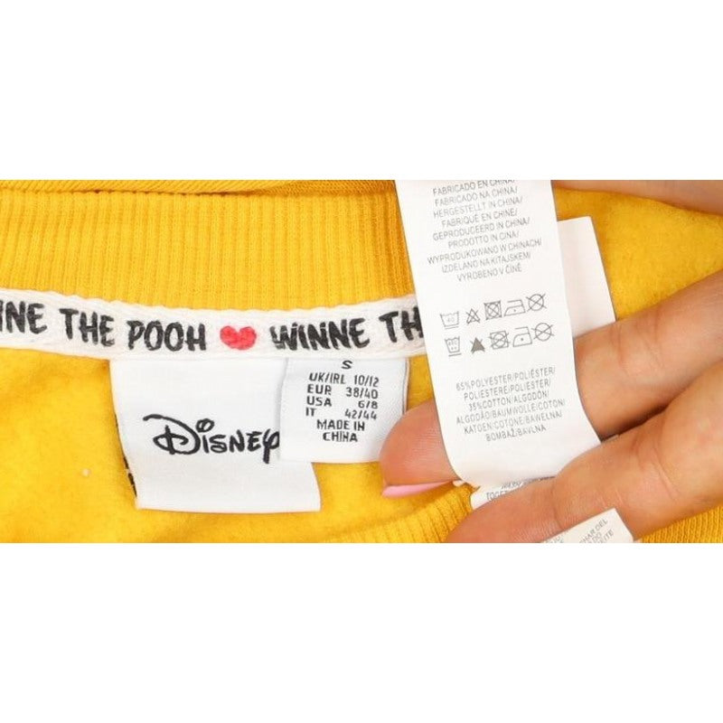 Disney Women Yellow S Winnie the Pooh Graphic Pullover Sweatshirt