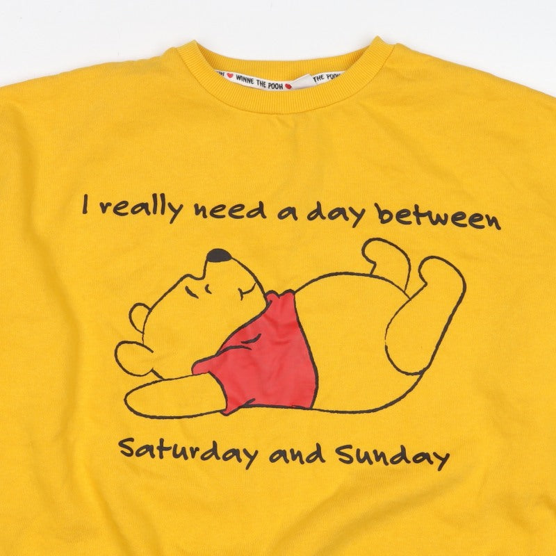 Disney Women Yellow S Winnie the Pooh Graphic Pullover Sweatshirt