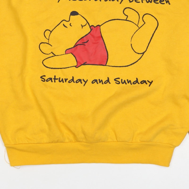 Disney Women Yellow S Winnie the Pooh Graphic Pullover Sweatshirt
