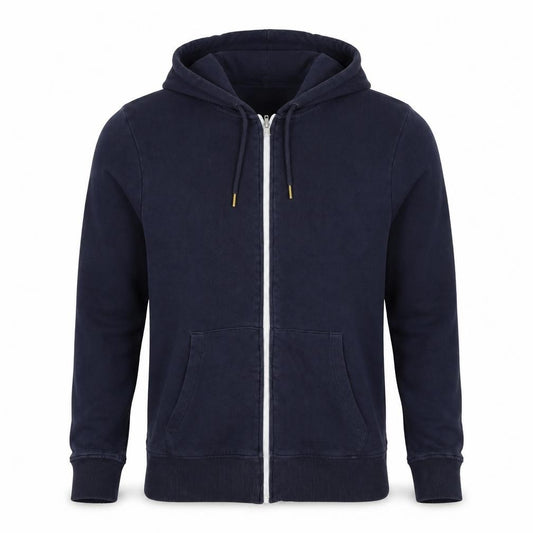 Clockhouse Men's Blue M Full Zip Hooded Cotton Blend Hoodie Pockets