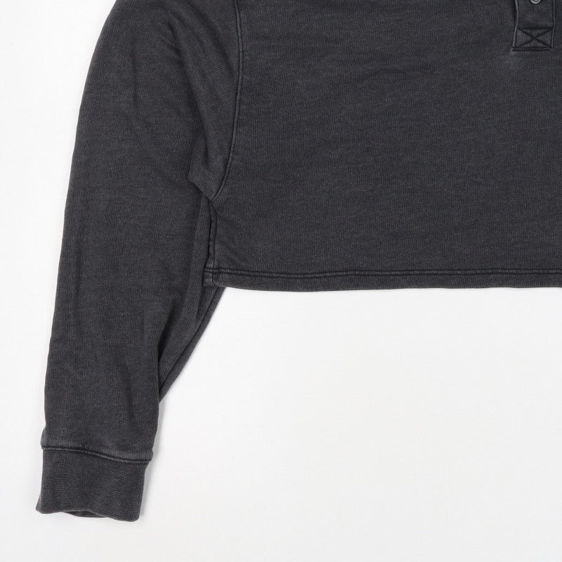 Cider Women’s Grey UK 10 Cropped Collared Henley Sweatshirt