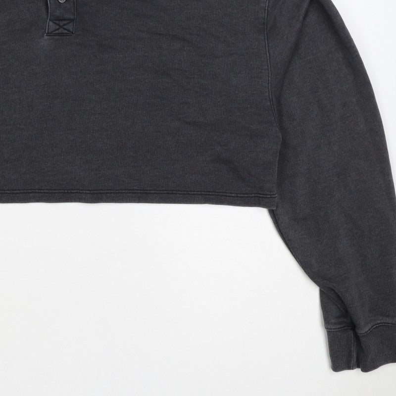 Cider Women’s Grey UK 10 Cropped Collared Henley Sweatshirt