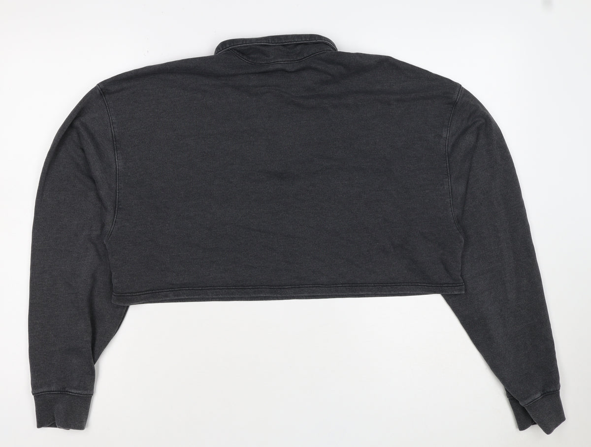 Cider Women’s Grey UK 10 Cropped Collared Henley Sweatshirt