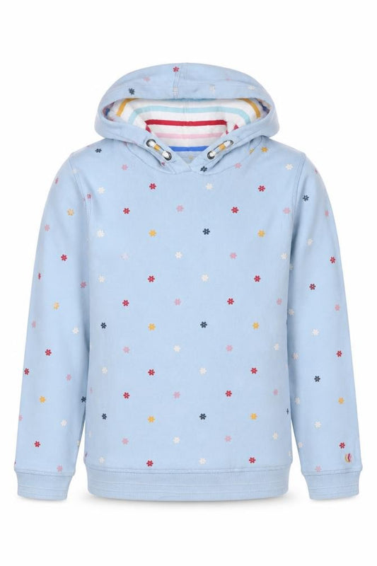 FatFace Girls Blue 12-13 Years Floral Hooded Pullover Hoodie