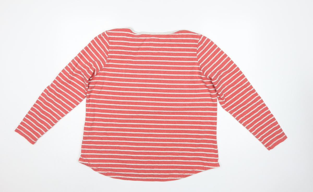 Fat Face Women’s Red Stripe UK 18 Basic Long Sleeve Jersey T-Shirt