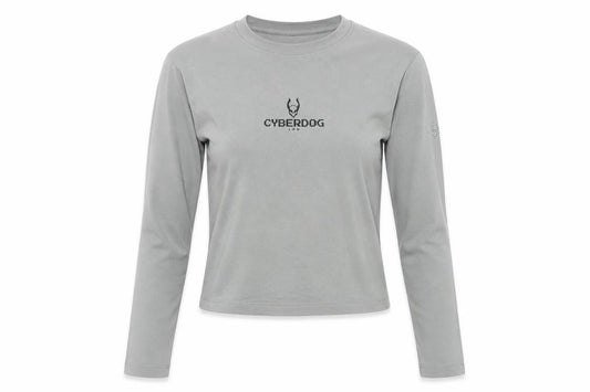Cyberdog London Women Grey XS Cropped Long Sleeve Crew Neck T-Shirt